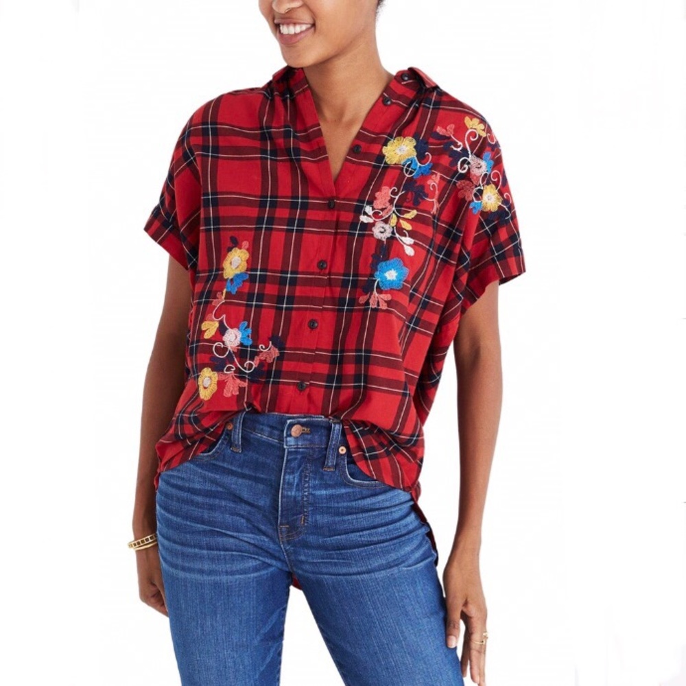 Madewell Embroidered Central Shirt in Dahl Plaid